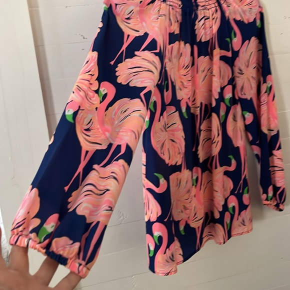 •LILLY PULITZER 100% SILK BLOUSE FLAMINGO PINK•⬇️FINAL PRICE⬇️ - Picture 3 of 11